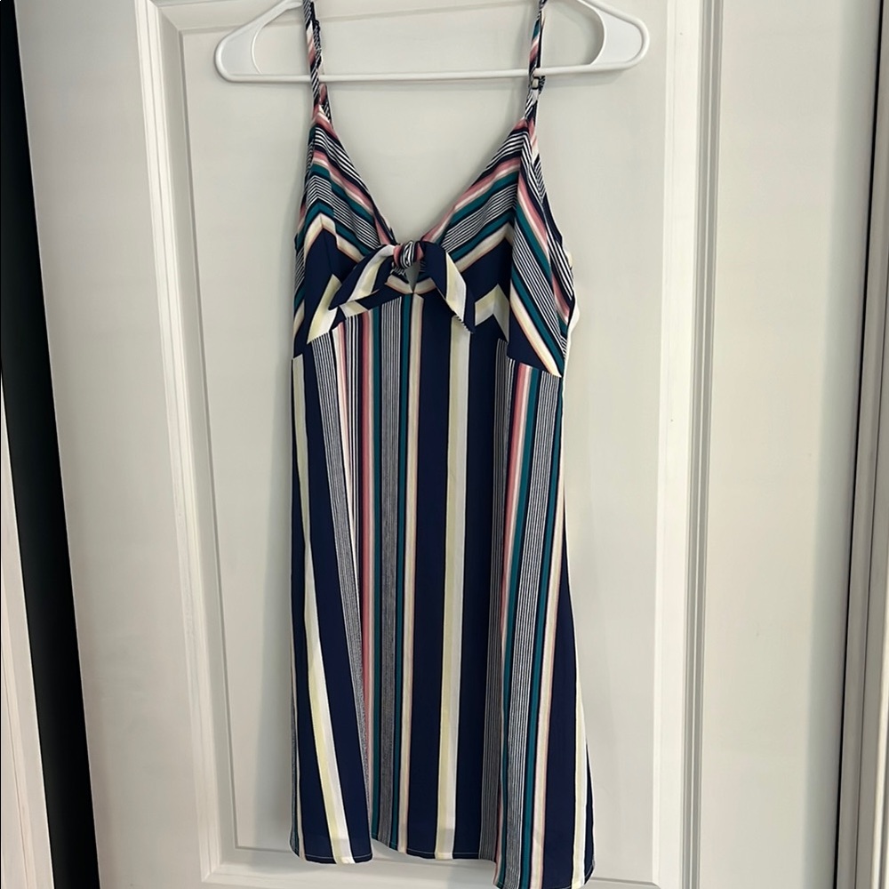Trixxi Striped Mini Dress - Navy, White, Pink